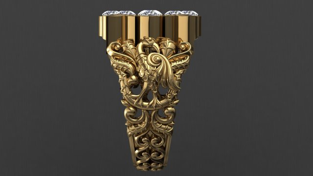 antique gents men ring 002 peacock 3d print model Model Cetak 3D .c4d .max .obj .3ds .fbx .stl .blend 