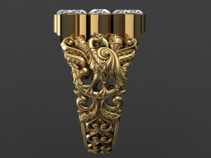 antique gents men ring 002 peacock 3d print model Modelo de Impressão 3D