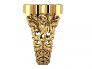 antique gents men ring 002 peacock 3d print model Model Cetak 3D