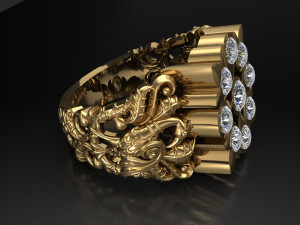 antique gents men ring 002 peacock 3d print model Model Cetak 3D