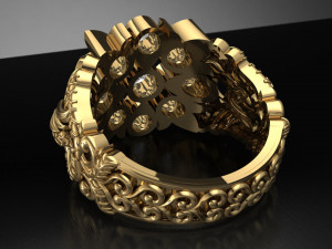 antique gents men ring 002 peacock 3d print model Model Cetak 3D