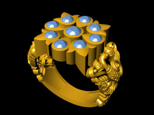 antique gents men ring 002 peacock 3d print model Model Cetak 3D