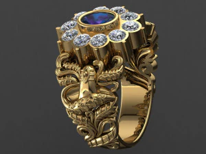 antique gents men ring shivji 3d print model 3D Print Model