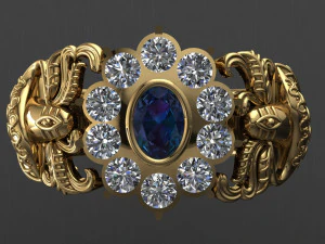 antique gents men ring shivji 3d print model 3D Print Model