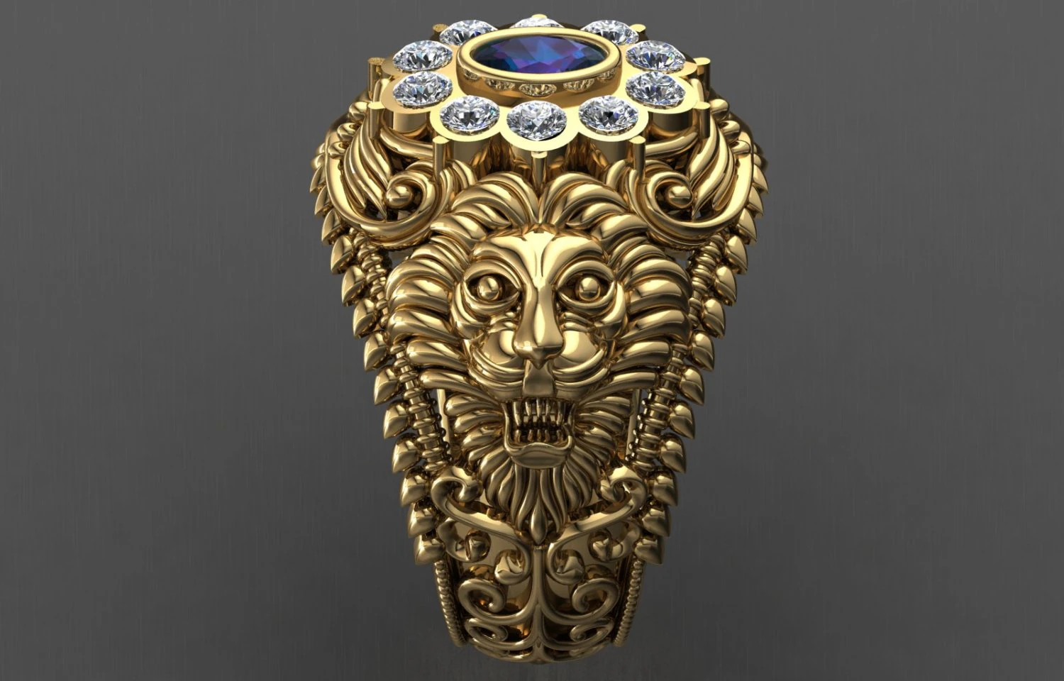 antique gents men lion ring 3D Print Model .c4d .max .obj .3ds .fbx .stl .blend 