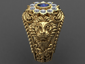 antique gents men lion ring 3D प्रिंट मॉडल
