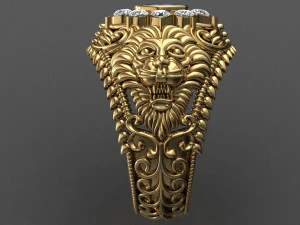 antique gents men lion ring 3D Print Model