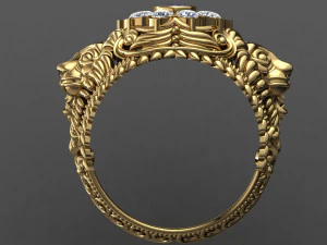 antique gents men lion ring 3D Print Model