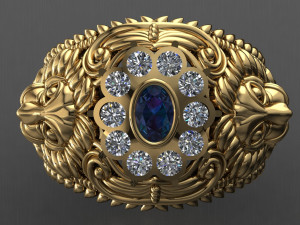 antique gents men lion ring 3D-printmodel