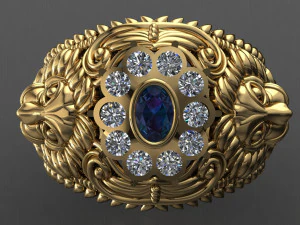 antique gents men lion ring 3D Print Model