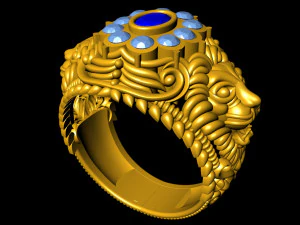 antique gents men lion ring 3D Print Model