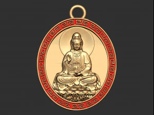 0125 ciondolo moneta buddha pronto per la stampa 3d Modello di stampa 3D