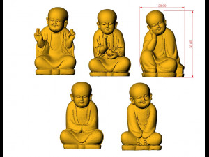 0130 little monks model collection 3d print model Modelo de Impressão 3D