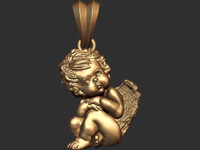 0132 baby angel pendant 001 ready for 3d print Model Cetak 3D .c4d .max .obj .3ds .fbx .stl .blend 