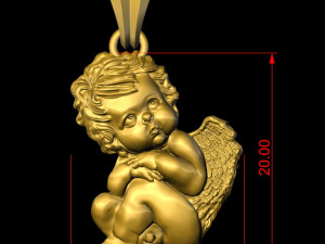 0132 baby angel pendant 001 ready for 3d print Model Cetak 3D