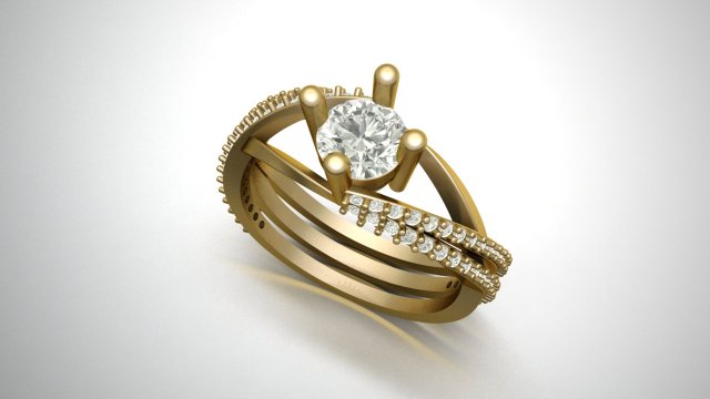 princess cut diamond ring 3Dプリントモデル .c4d .max .obj .3ds .fbx .stl .blend 