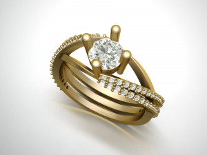 princess cut diamond ring 3Dプリントモデル