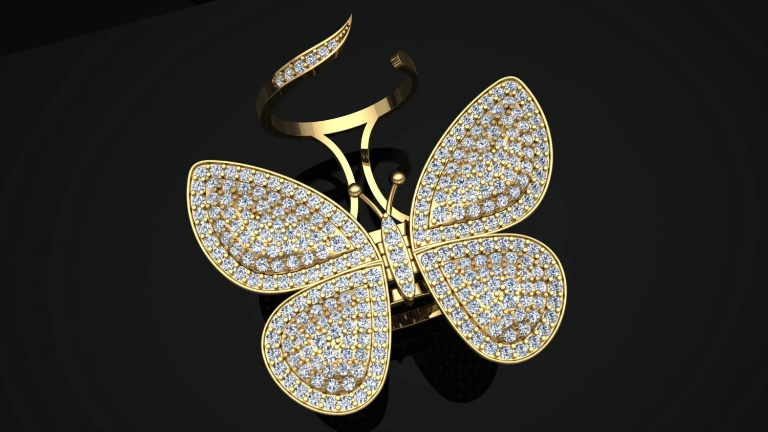 butterfly ring with mechanism of moving wings 3D Print Model .c4d .max .obj .3ds .fbx .stl .blend 