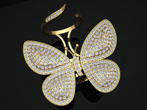 Hareketli kanat mekanizmalı kelebek yüzük 3D Baskı Modeli