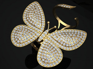 butterfly ring with mechanism of moving wings 3D 프린트 모델