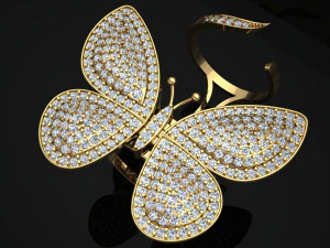 butterfly ring with mechanism of moving wings 3D Print Model