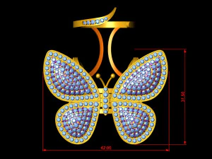butterfly ring with mechanism of moving wings 3D Print Model