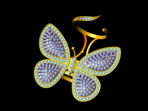 butterfly ring with mechanism of moving wings 3D Print Model