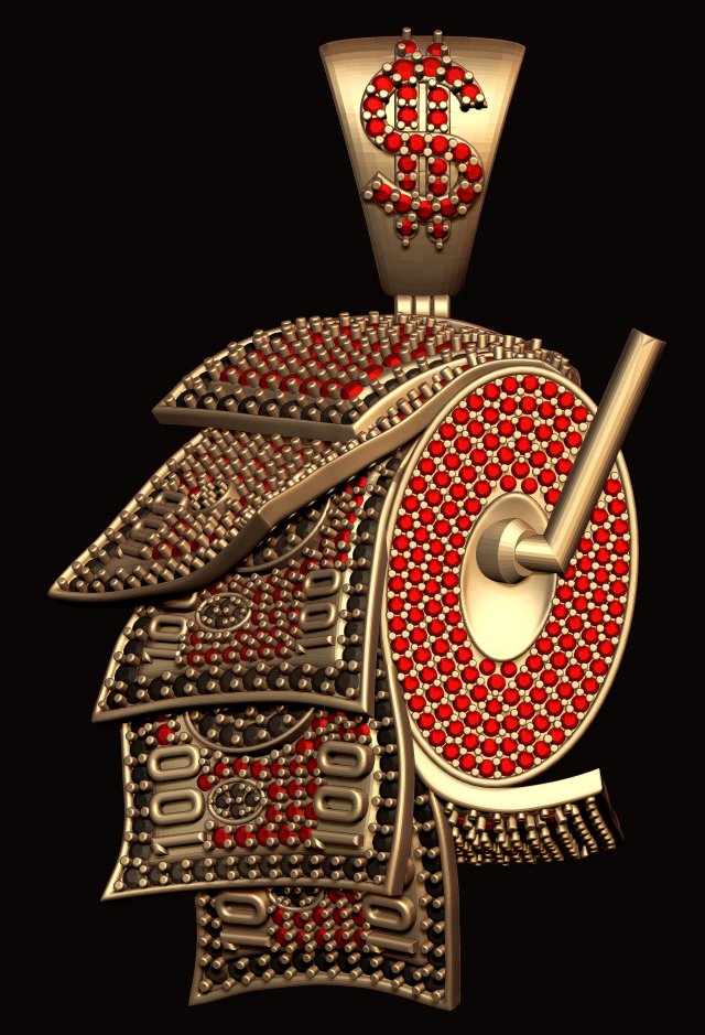 dollar diamond roll pendant 3D Принт Модель .c4d .max .obj .3ds .fbx .stl .blend 