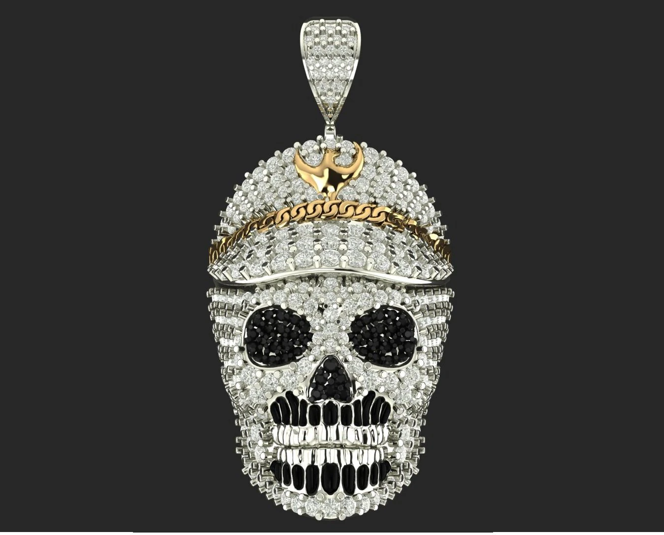 diamond skull captain pendant 3D Print Model .c4d .max .obj .3ds .fbx .stl .blend 