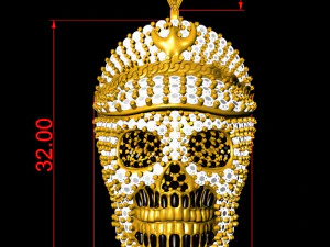 diamond skull captain pendant 3D Print Model