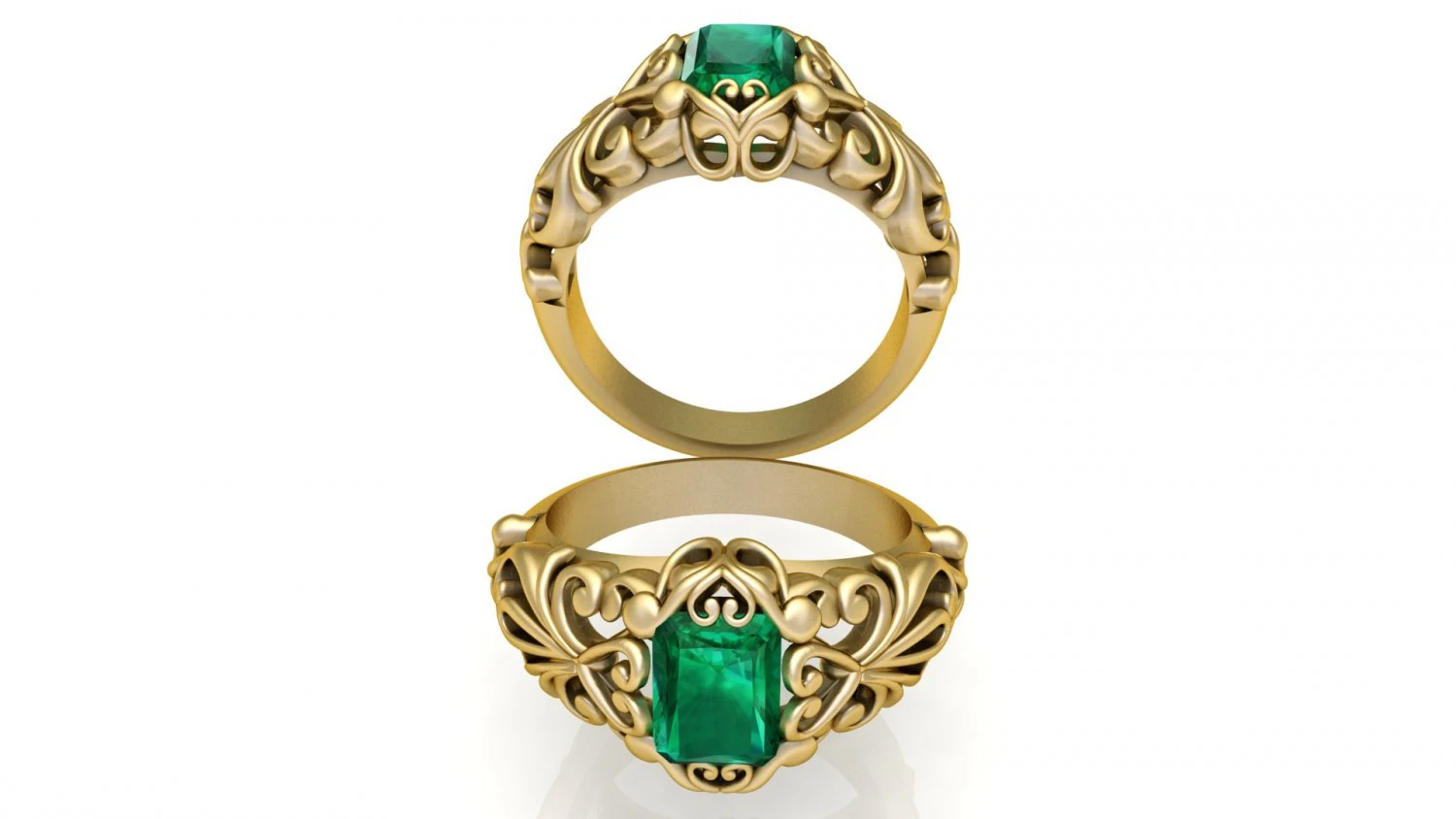 emerald filigree ring 2 3D Print Model .c4d .max .obj .3ds .fbx .stl .blend 