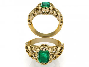 エメラルドフィリグリーリング2 3Dプリントモデル