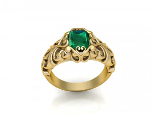 emerald filigree ring 2 3D Print Model