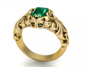emerald filigree ring 2 3D Print Model