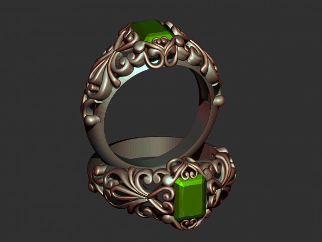 emerald filigree ring Modelo de impresión 3D .c4d .max .obj .3ds .fbx .stl .blend 
