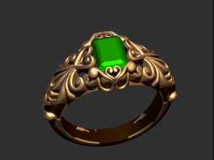 emerald filigree ring 3D Print Model