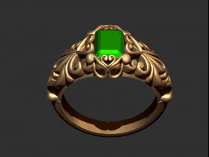 emerald filigree ring 3D Print Model