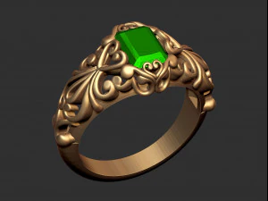 emerald filigree ring 3D Print Model