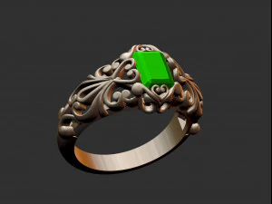 emerald filigree ring 3D Print Model