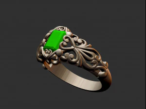 emerald filigree ring 3D Print Model