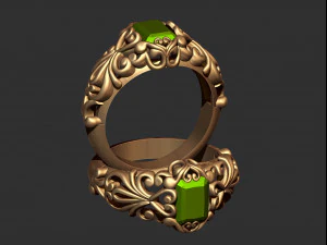 emerald filigree ring 3D Print Model