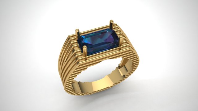 emerald ring with stripes 3D Принт Модель .c4d .max .obj .3ds .fbx .stl .blend 