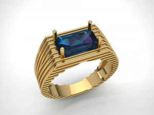 ストライプのエメラルドリング 3Dプリントモデル