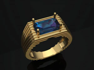 emerald ring with stripes 3D Print Model