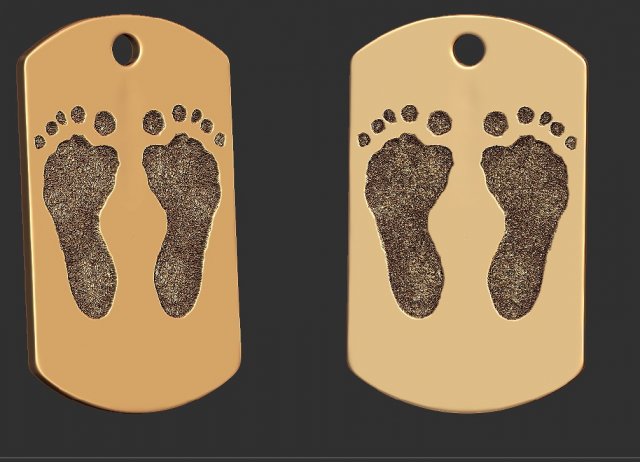 footprint pendant tag 3D Baskı Modeli .c4d .max .obj .3ds .fbx .stl .blend 