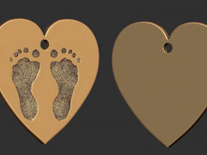 heart pendant with footprint 3D Print Model