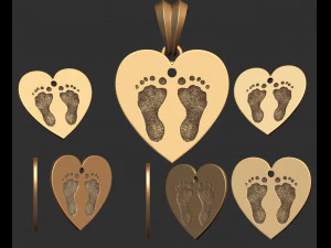 heart pendant with footprint 3D Print Model