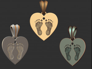 heart pendant with footprint 3D 프린트 모델