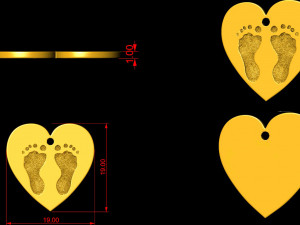heart pendant with footprint 3D 프린트 모델