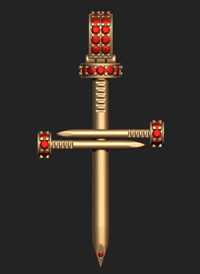 cross nail diamond pendant 3D 프린트 모델 .c4d .max .obj .3ds .fbx .stl .blend 